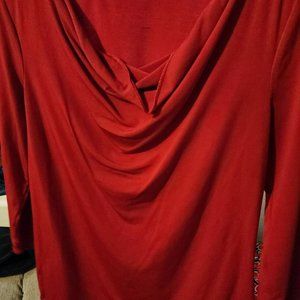 Red elbow length sleeve blouse